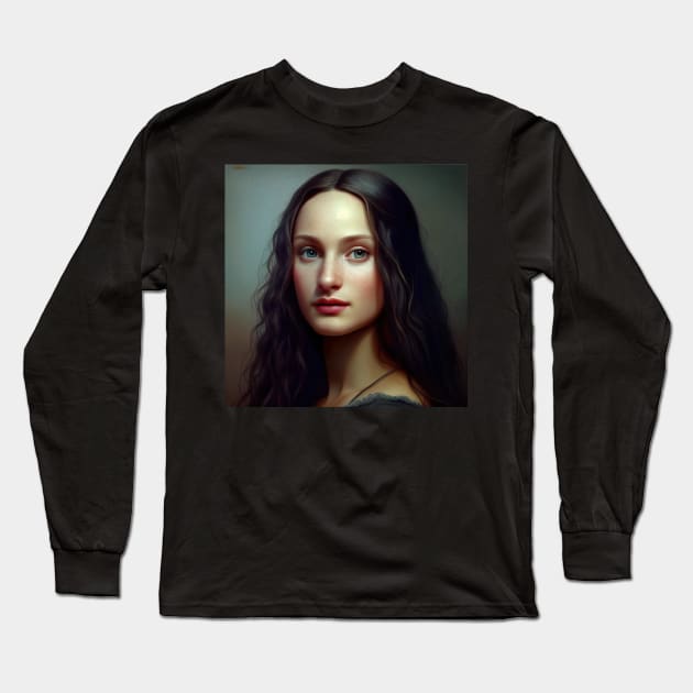 Young Mona Lisa Beautiful Gorgeous Long Sleeve T-Shirt by unrealartwork